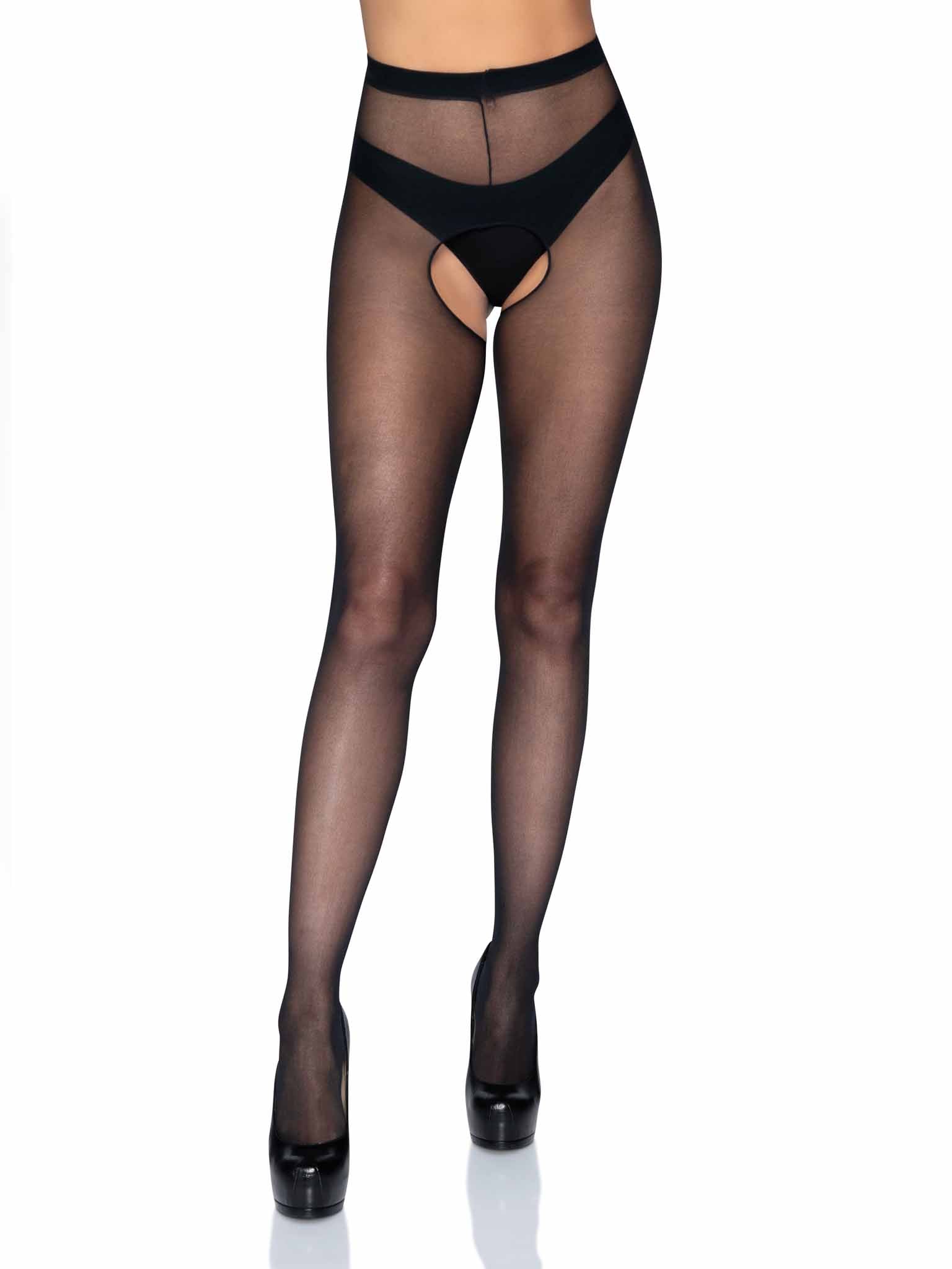Leg Avenue Plus Size Sheer Nylon Crotchless Pantyhose 1905Q