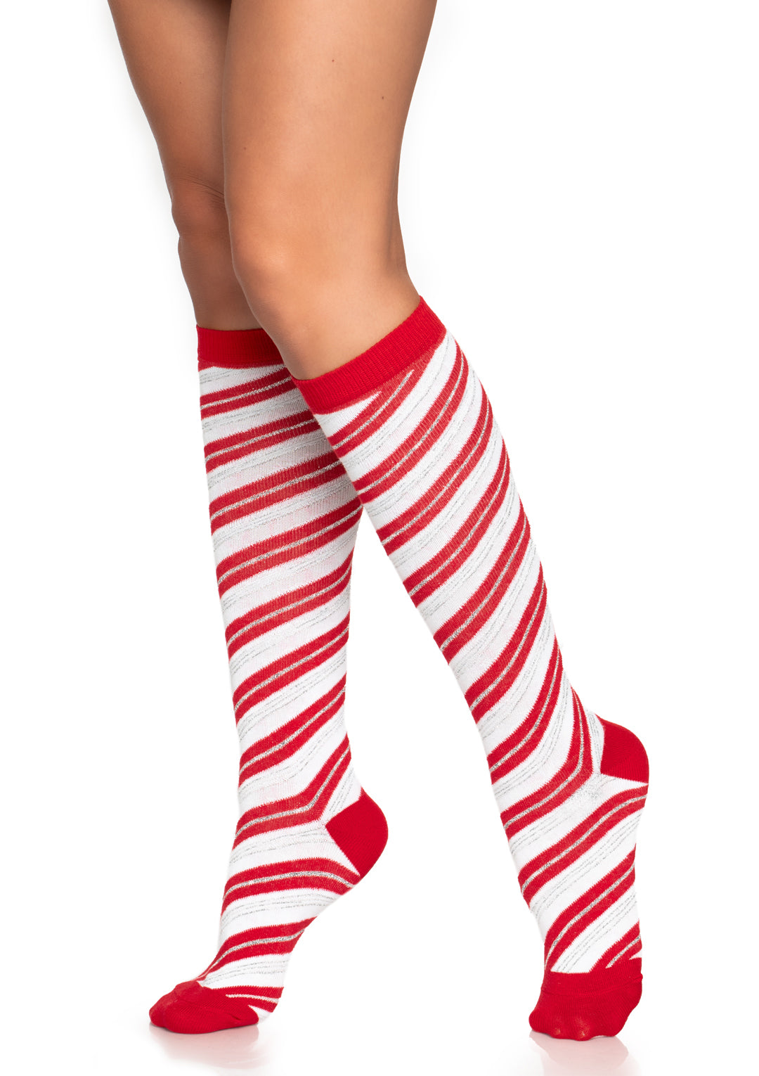 Leg Avenue Candy Cane Lurex Knee Socks 5616