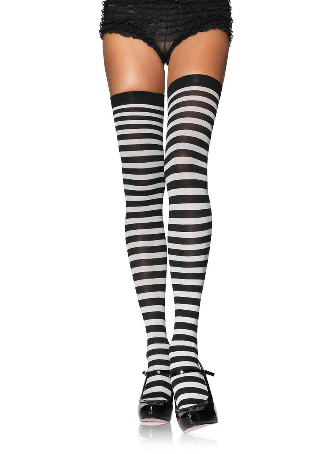Leg Avenue Plus Size Nylon Stocking With Stripes 6005X