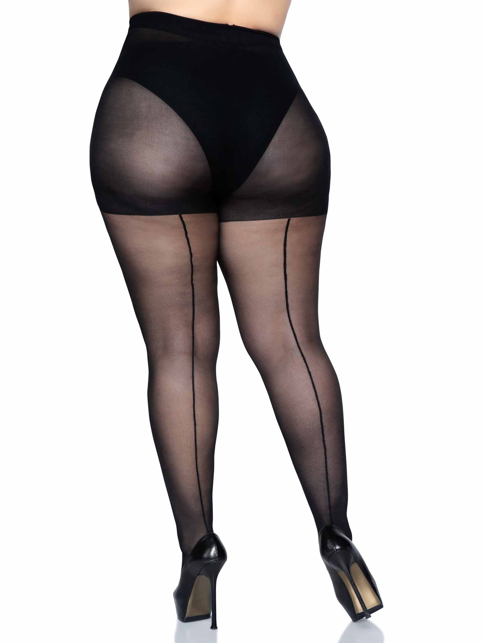 Leg Avenue Plus Size Back Seam Sheer Pantyhose 9002X