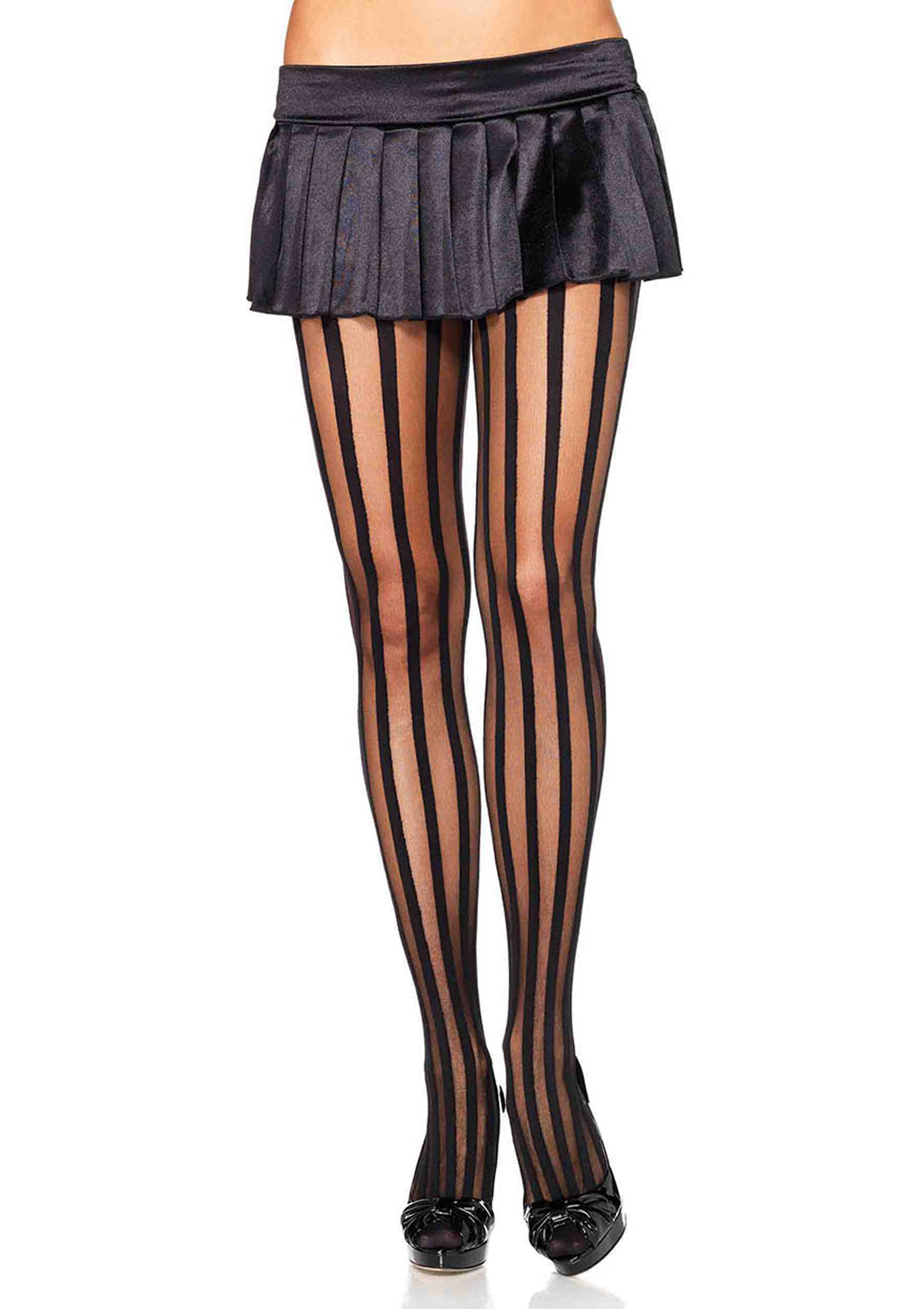 Leg Avenue Sheer Pantyhose With Opaque Vertical Stripes 9172