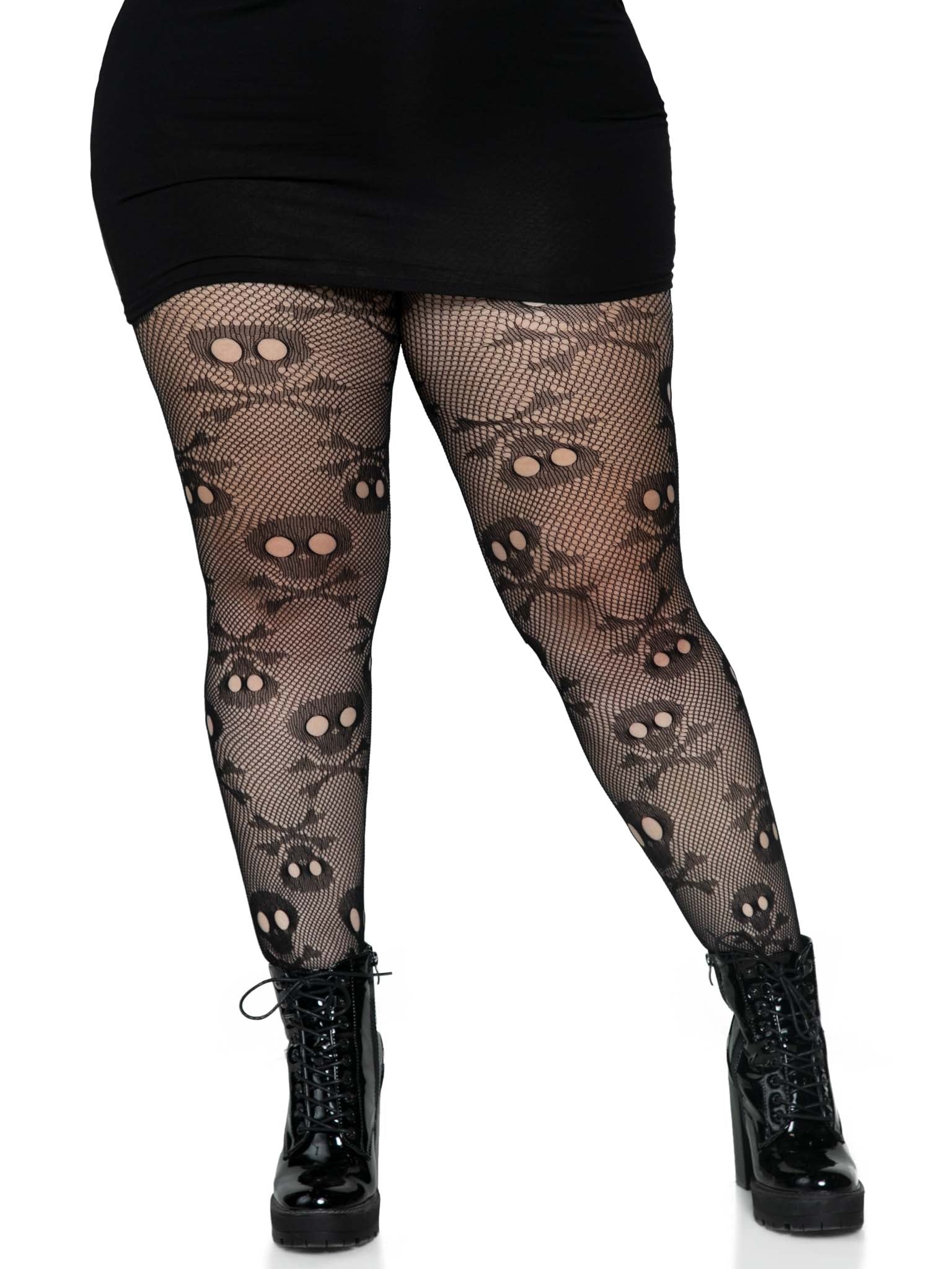 Leg Avenue Plus Size Pirate Booty Skull Net Tights 9986X
