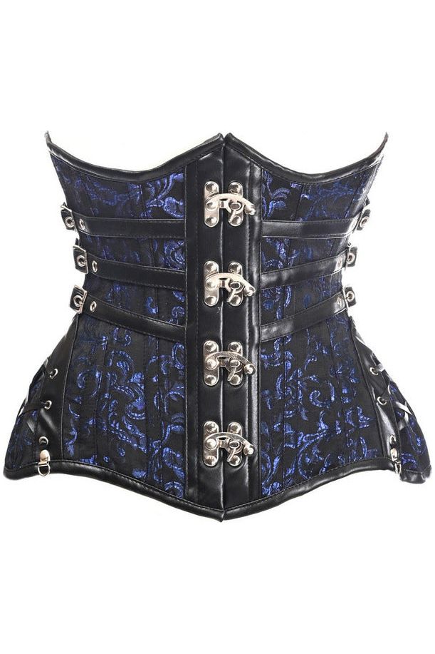 Top Drawer CURVY Steampunk Black/Gold Brocade Steel Double Boned Under Bust Corset
