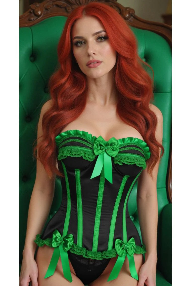 Daisy TD-421 Black/Green Satin Steel Burlesque Corset