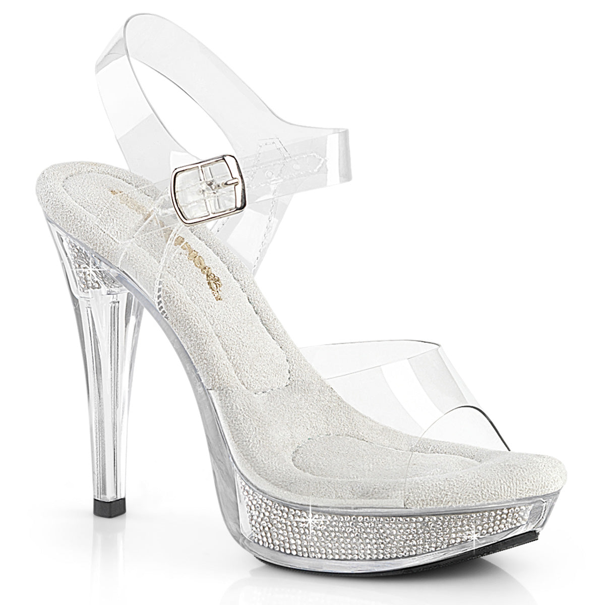 Pleaser Cocktail-508SRSI Ankle Strap Sandal W/Silver RS