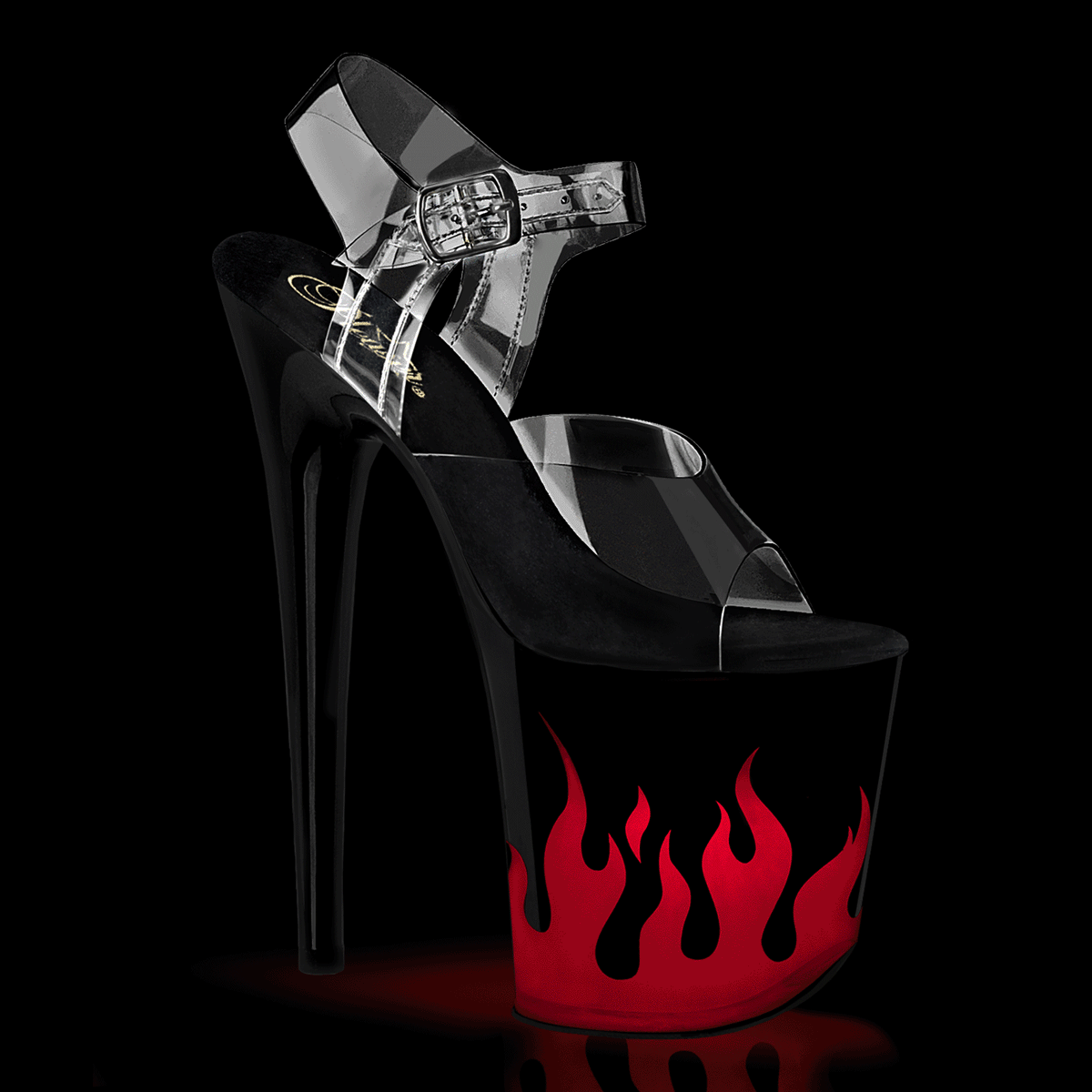 Pleaser Flamingo-808NLFL Ankle Strap Sandal W/Light-Up Red Flickering Flame