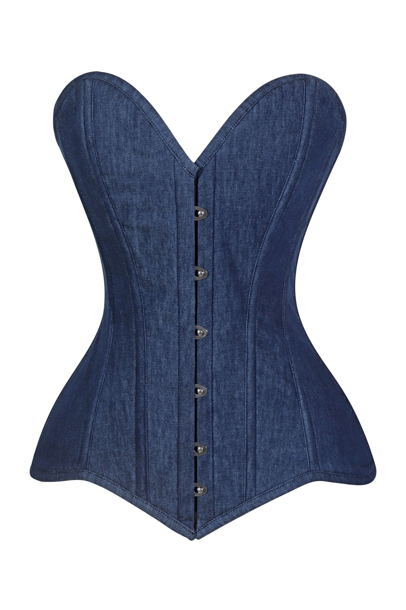 Lavish Dark Denim Overbust Corset Top - Daisy Corsets