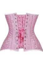 Lavish Lt Pink Brocade Overbust Corset W/Busk Closure - Daisy Corsets