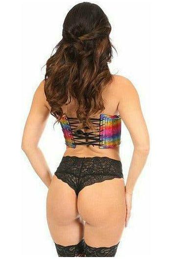 Lavish Rainbow Glitter Short Bustier Top - Daisy Corsets
