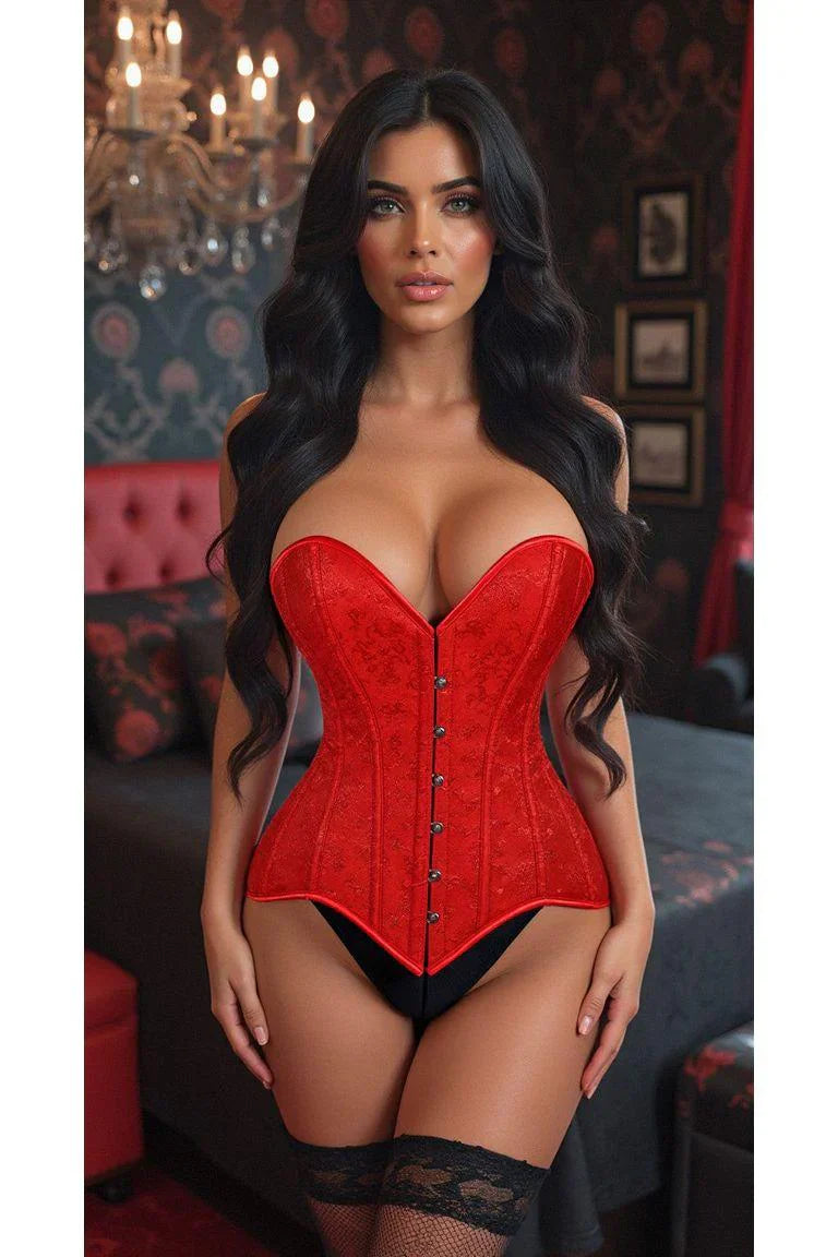 Lavish Mint Green Brocade Overbust Corset W/Busk Closure