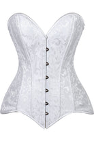 Lavish White Brocade Overbust Corset W/Busk Closure - Daisy Corsets