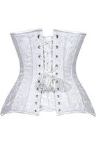 Lavish White Brocade Overbust Corset W/Busk Closure - Daisy Corsets
