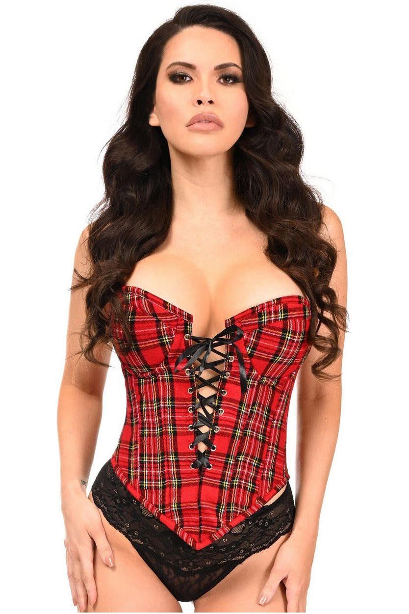 Top Drawer Red Plaid Steel Boned Lace - Up Bustier - Daisy Corsets