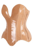 Top Drawer Steel Boned Caramel Patent Plunge Neckline Overbust Corset - Daisy Corsets