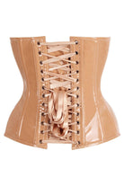 Top Drawer Steel Boned Caramel Patent Plunge Neckline Overbust Corset - Daisy Corsets