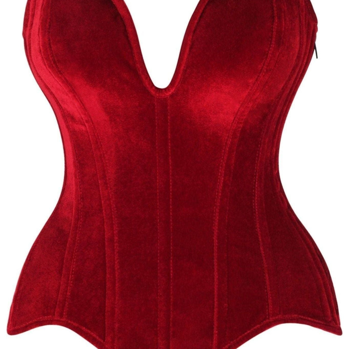 Red and Black Velvet Full-Bust Steel Corset