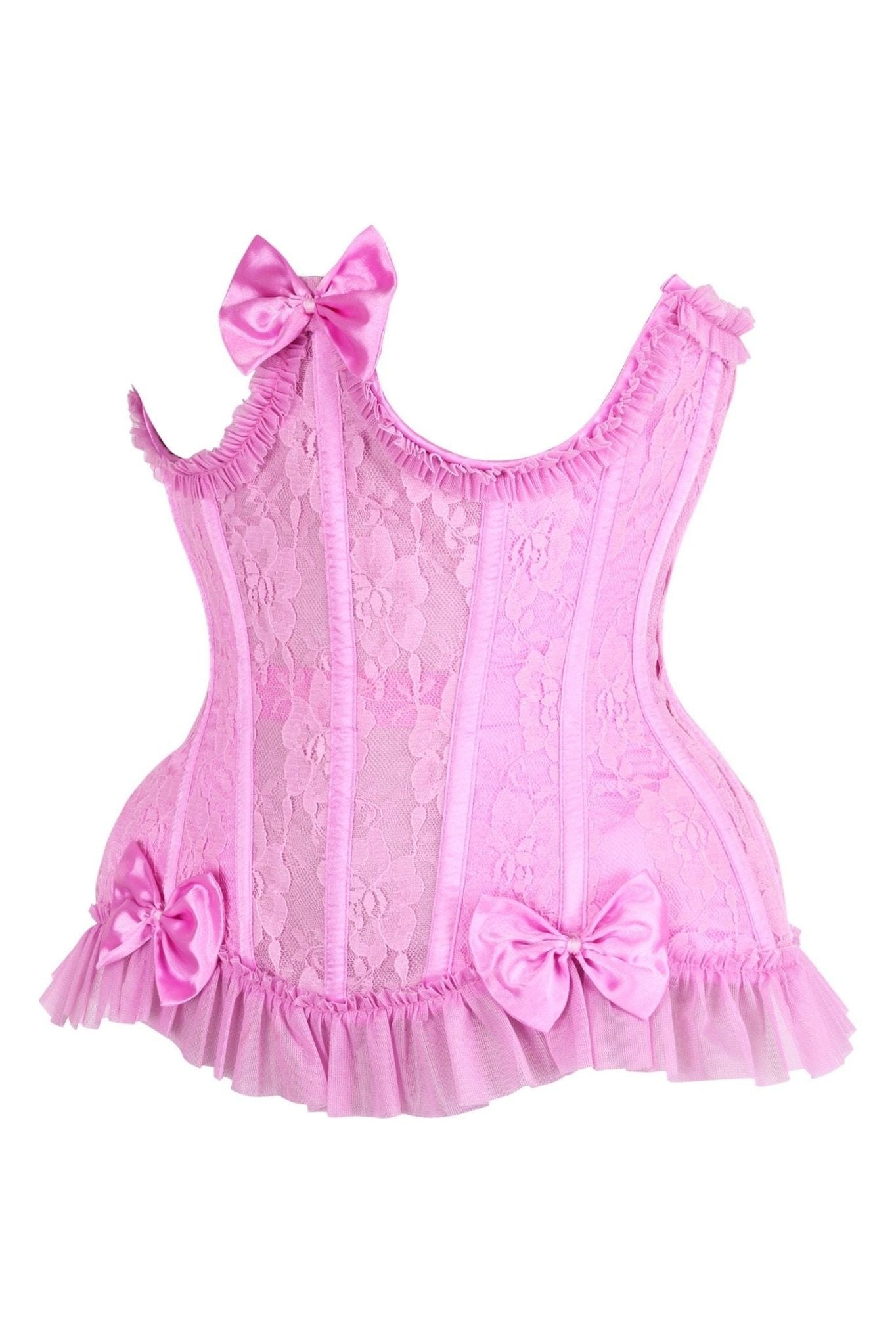 Top Drawer Steel Boned Pink Lace Underwire Burlesque Underbust Corset Cincher - Daisy Corsets