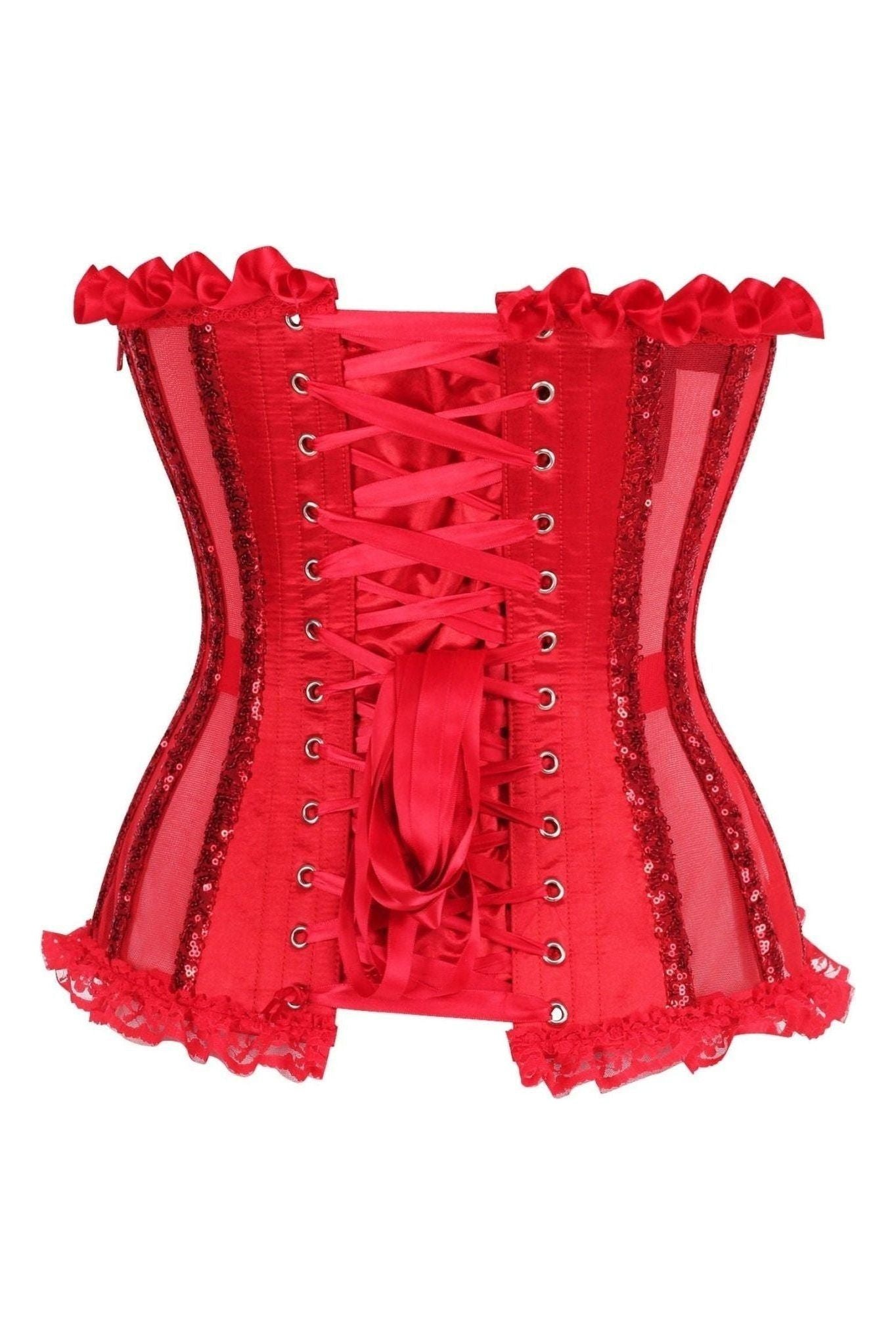 Top Drawer Steel Boned Red Sequin Underwire Bustier Corset - Daisy Corsets