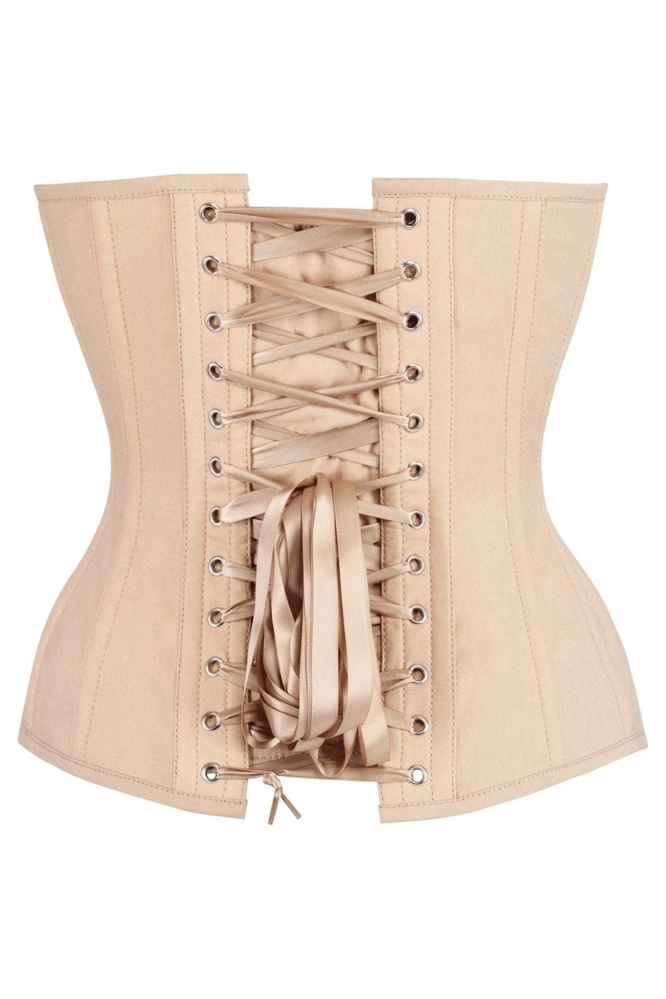Top Drawer Tan Cotton Steel Boned Overbust Corset - Daisy Corsets