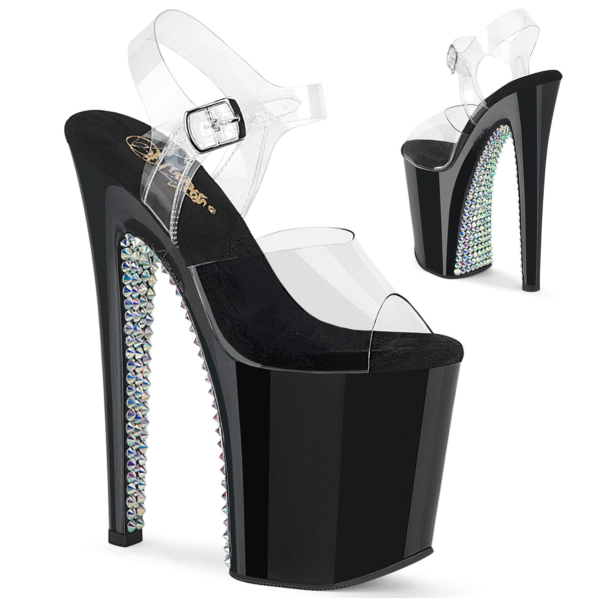 Pleaser Xtreme-808SPRS Ankle Strap Sandal w/ Spiked Rhinestones