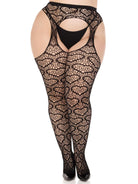 Leg Avenue Amore Plus Heart Net Suspender Pantyhose