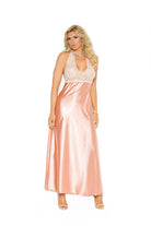 Elegant Moments Lace And Charmeuse Halter Neck Gown Plus Size EM1969X