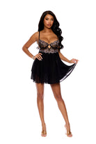 Elegant Moments Scalloped Lace And Mesh Babydoll Set