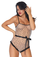 Leg Avenue  Lace Trimmed Sheer Flocked Bodysuit  81584