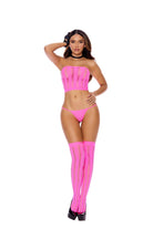 Elegant Moments Opaque Pothole Bandeau Top, G-string And Stockings EM8680NP