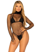Leg Avenue  Fishnet High Neck Long Sleeved Bodysuit 89211