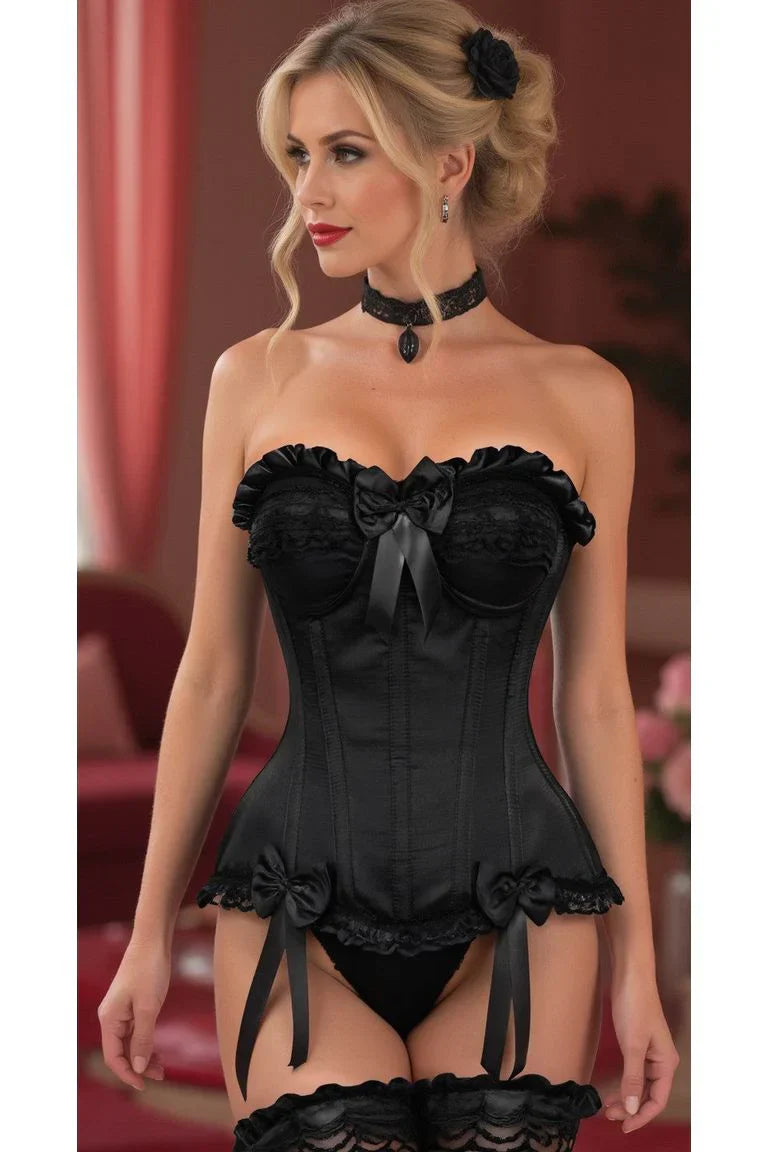 Daisy TD-169 Black Satin Steel Boned Overbust Corset