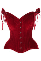 Daisy Dark Red Velvet Steel Boned Corset w/Straps