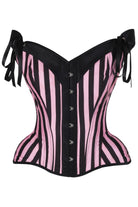 Daisy Pink/Black Striped Steel Boned Corset w/Straps