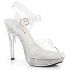 Pleaser Cocktail-508SRSI Ankle Strap Sandal W/Silver RS