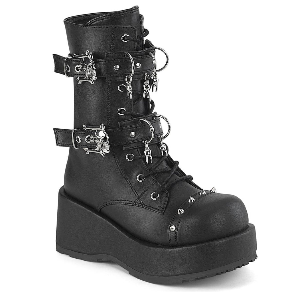 Demonia Cubby-54 Skull Buckle Strap Ankle Boot - Sincity Playwear