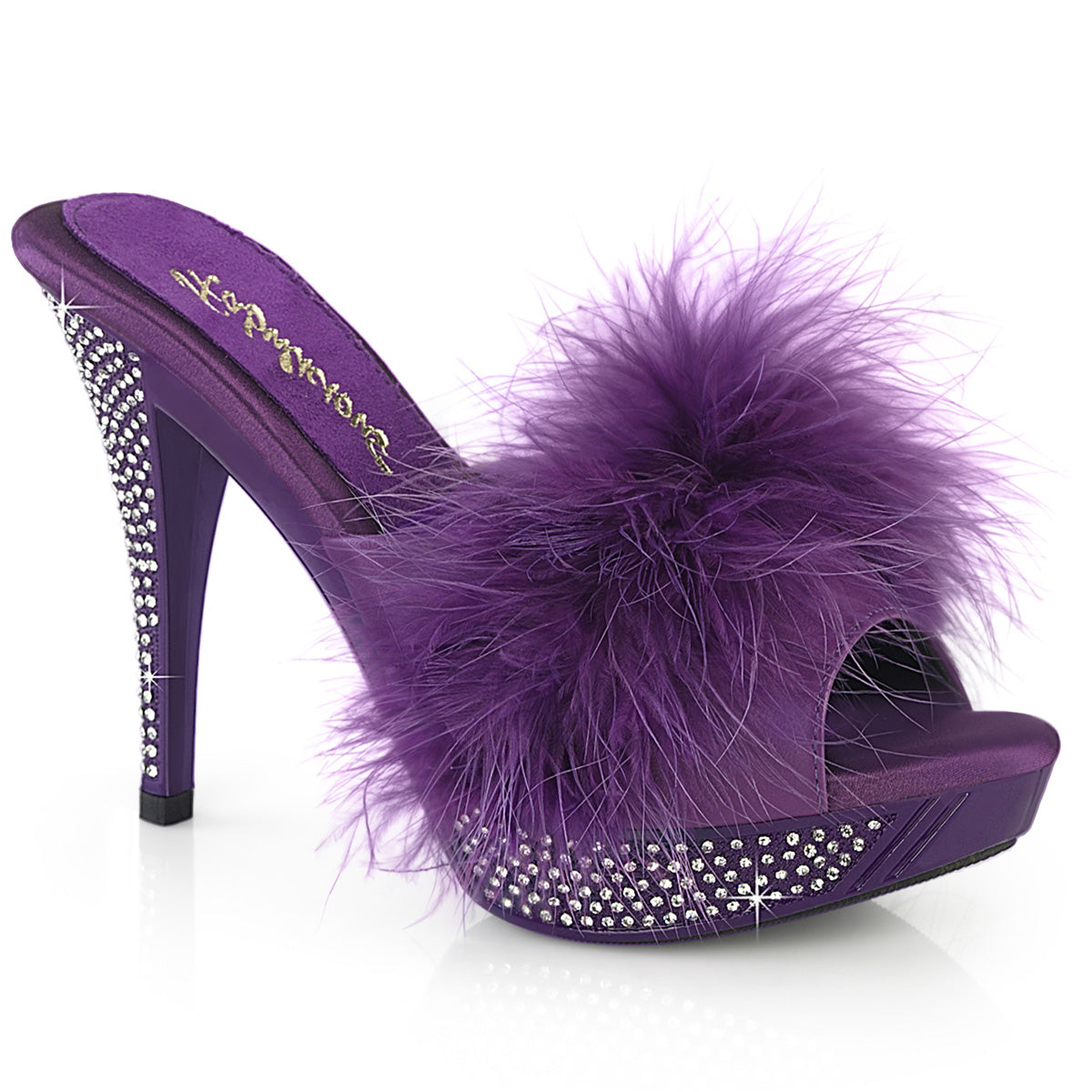 Pleaser Elegant-401F  Platform Marabou Fur Slipper