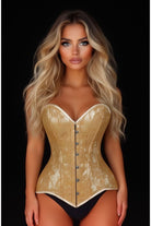 Lavish Beige Lace Overbust Corset Sweetheart Neckline Busk Closure - Daisy Corsets