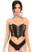 Lavish Black Faux Leather w/Black Lacing Lace - Up Bustier - Daisy Corsets