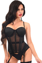 Lavish Black Mesh Underwire Bustier Corset w/Garters - Daisy Corsets
