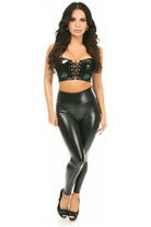 Lavish Black Patent Lace - Up Short Bustier Top - Daisy Corsets