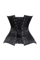 Lavish Black Satin Front Zipper Overbust Corset - Daisy Corsets