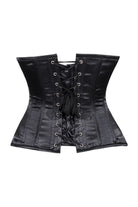 Lavish Black Satin Underbust Corset Waist Cincher Busk Closure - Daisy Corsets