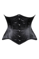 Lavish Black Satin Underbust Corset Waist Cincher Busk Closure - Daisy Corsets
