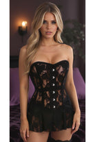 Lavish Black Sheer Lace Corset Dress - Daisy Corsets