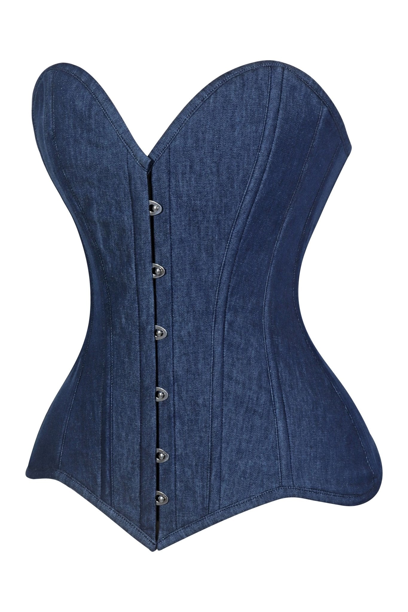 Lavish Dark Denim Overbust Corset Top - Daisy Corsets