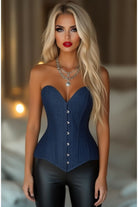 Lavish Dark Denim Overbust Corset Top - Daisy Corsets