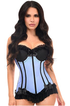 Lavish Lt Blue w/Black Lycra Hook & Eye Stretch Bustier Corset - Daisy Corsets