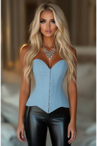 Lavish Lt Denim Overbust Corset Top - Daisy Corsets