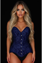 Lavish Navy Blue Lace Overbust Corset Sweetheart Neckline Busk Closure - Daisy Corsets