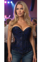 Daisy Navy Blue Lace Overbust Corset w/Zipper LV-200